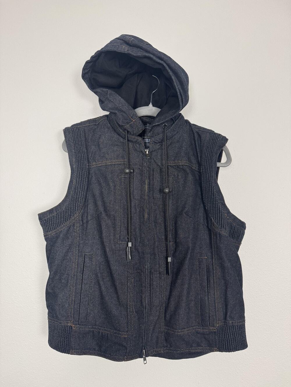Rybak Biker Gear Jacket Vest Size XL Blue Hooded Denim